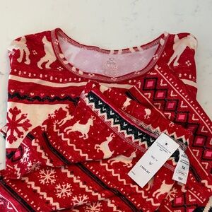 Justice Festive Red and White Pajama Set
